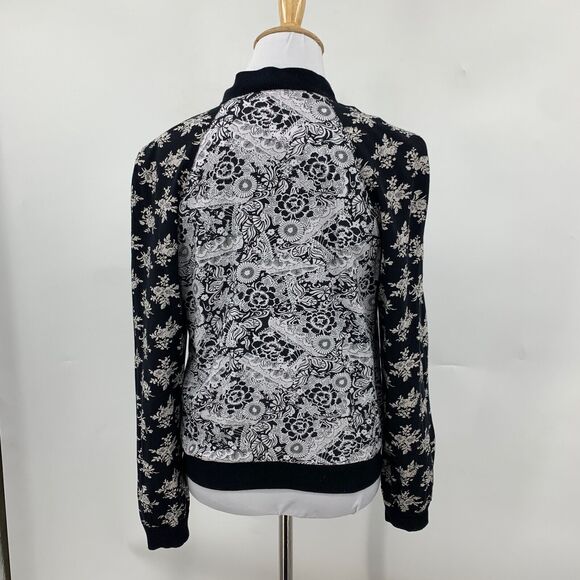 Free People Jacket Womens S Small Floral Bomber Snap Button Satin Lined Pockets - Picture 4 of 16